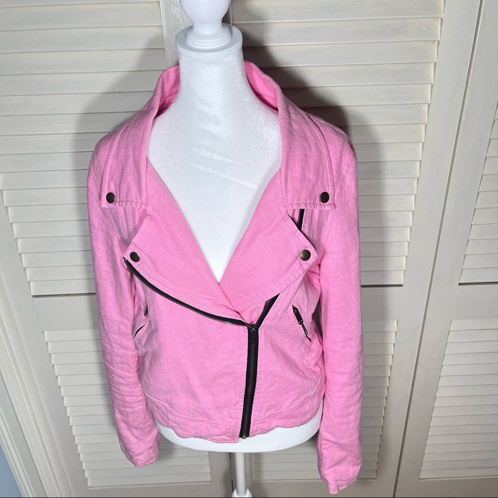 Sanctuary Couture Inspired Pink size small linen biker cut jacket